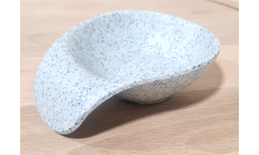 Сосиера с дръжка - сива - Stone Effect - меламин - 12см х 8см