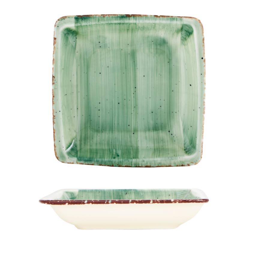 Квадратна дълбока чиния 19x19см - Gural Green - 1 брой