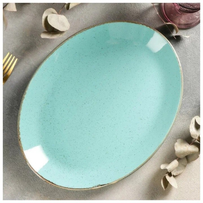 Плато 24см овално - тюркоаз - Porland Seasons Turquoise - 1 брой